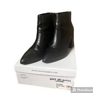 STEVE MADDEN Julianne Pointy Toe Croc Black 10